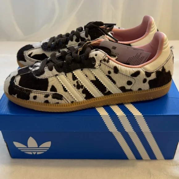 ADIDAS SAMBA OG Cow Print size 7.5 Women Sneakers Animal Print Gum Sole NWT - Picture 13 of 15